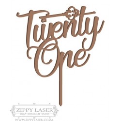 Twenty one cake topper with key