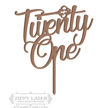Twenty one cake topper with key