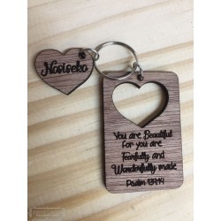 Rectangular keyring with heart