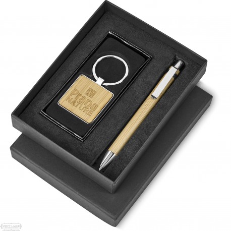 Bamboo - Keyring and Pen combo - Square